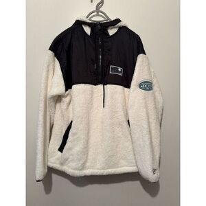 New York Jets‎ Men's NFL Team Apparel Quarter Zip Hoodie Jacket White Adult Med